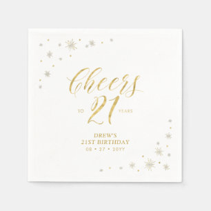 金ゴールドモダンスパークル21歳の誕生日パーティー スタンダードカクテルナプキン
