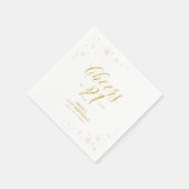 金ゴールドモダンスパークル21歳の誕生日パーティー スタンダードカクテルナプキン (角)