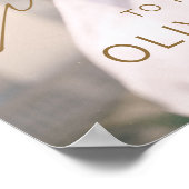 金ゴールドモダンス写真結婚の歓迎エレガント ポスター (角)