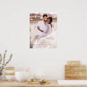 金ゴールドモダンス写真結婚の歓迎エレガント ポスター (キッチン)