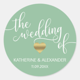 金ゴールドモダンセージ緑結婚アザラシ ラウンドシール