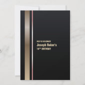 金ゴールドモダンタイプ18th誕生日パーティーへの招待 招待状 (裏面)