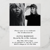 金ゴールドモダンタイポグラフィコラージュ卒業 箔招待状 (裏面)