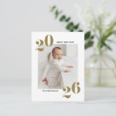 金ゴールドモダンタイポグラフィハッピー2022年新年写真 シーズンポストカード (スタンド正面)