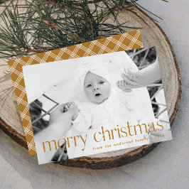 金ゴールドモダンタイポグラフィメリークリスマスフォト シーズンカード