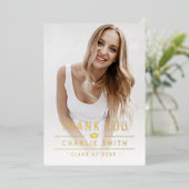 金ゴールドモダンタイポグラフィ2写真グラッドサンキュー 箔招待状 (立ち正面)