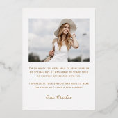 金ゴールドモダンタイポグラフィ2写真グラッドサンキュー 箔招待状 (裏面)