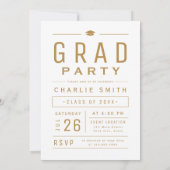 金ゴールドモダンタイポグラフィ3写真卒業パーティー 招待状 (裏面)