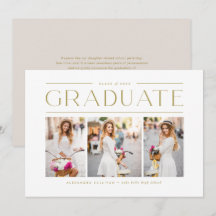 金ゴールドモダンタイポグラフィ3枚の写真卒業