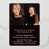 金ゴールドモダンタイポグラフィ3 Photo Collage卒業 箔招待状 (裏面)