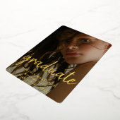 金ゴールドモダンタイポグラフィ3 Photo Collage卒業 箔招待状 (回転した状態)