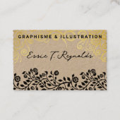 金ゴールドモダンタン&ブラック書道2つのQRコードを追加 名刺 (正面)