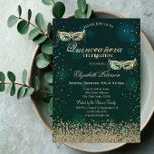 金ゴールドモダンダイアモンズマスクグリーンキンセアニラ 招待状