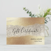金ゴールドモダンダイヤモンドグリッターホイルフェイクギフトカード (スタンド正面)
