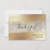 金ゴールドモダンダイヤモンドグリッターホイルフェイクラグジュアリーグラム サンキューカード (正面)