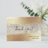 金ゴールドモダンダイヤモンドグリッターホイルフェイクラグジュアリーグラム サンキューカード (スタンド正面)