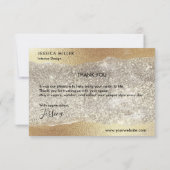 金ゴールドモダンダイヤモンドグリッターホイルフェイクラグジュアリーグラム サンキューカード (裏面)