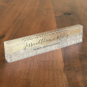 金ゴールドモダンダイヤモンドグリッターホイルフェイクラグジュアリーグラム デスクネームプレート (側面)