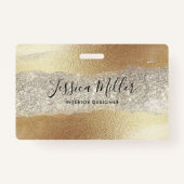 金ゴールドモダンダイヤモンドグリッターホイルフェイクラグジュアリーグラム バッジ (正面)