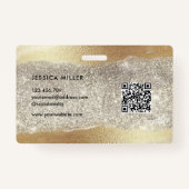 金ゴールドモダンダイヤモンドグリッターホイルフェイクラグジュアリーグラム バッジ (裏面)