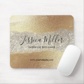 金ゴールドモダンダイヤモンドグリッターホイルフェイクラグジュアリーグラム マウスパッド (マウス)