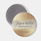 金ゴールドモダンダイヤモンドグリッターホイルフェイクラグジュアリーグラム マグネット (正面/裏面)