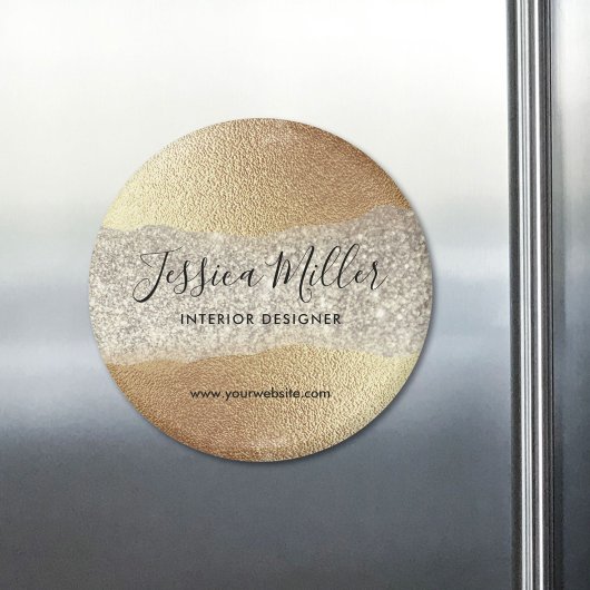 金ゴールドモダンダイヤモンドグリッターホイルフェイクラグジュアリーグラム マグネット