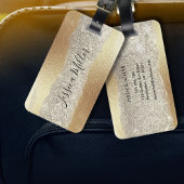 金ゴールドモダンダイヤモンドグリッターホイルフェイクラグジュアリーグラム ラゲッジタグ