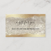 金ゴールドモダンダイヤモンドグリッターホイルフェイクラグジュアリーグラム 割引カード (裏面)