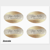 金ゴールドモダンダイヤモンドグリッターホイルフェイクラグジュアリーグラム 楕円形シール (シート)