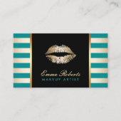 金ゴールドモダンティール(緑がかった色)と金ゴールドストライプサロン 名刺 (正面)