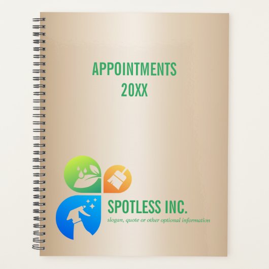 金ゴールドモダントレンディークリーニングサービスロゴ プランナー手帳 (正面)