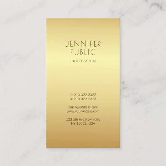 金ゴールドモダントレンディービューティフルグラマーユニーク 名刺 (正面)