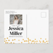 金ゴールドモダンドットタイポグラフィ3写真卒業アン 案内ポストカード (裏面)