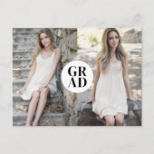 金ゴールドモダンドットタイポグラフィ3写真卒業アン 案内ポストカード (正面)