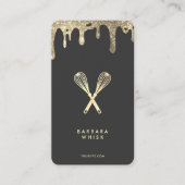 金ゴールドモダンドリップウィスクベーカリーペストリーカテラー 名刺 (正面)