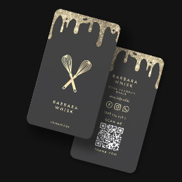 金ゴールドモダンドリップウィスクベーカリーペストリーカテラー 名刺