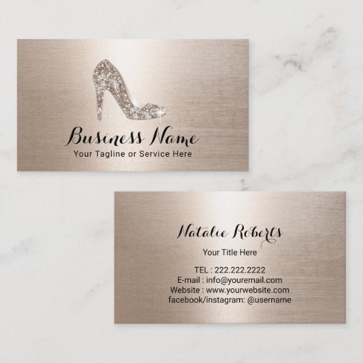 金ゴールドモダンハイヒールファッションブティック 名刺 (正面/裏面)