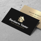 金ゴールドモダンハウスクリーニングメイドサービスブラック 名刺