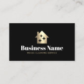 金ゴールドモダンハウスクリーニングメイドサービスブラック 名刺 (正面)