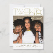 金ゴールドモダンハッピーニューイヤー |写真クラシックカスタム シーズンカード (正面)