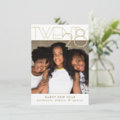 金ゴールドモダンハッピーニューイヤー |写真クラシックカスタム シーズンカード (スタンド正面)