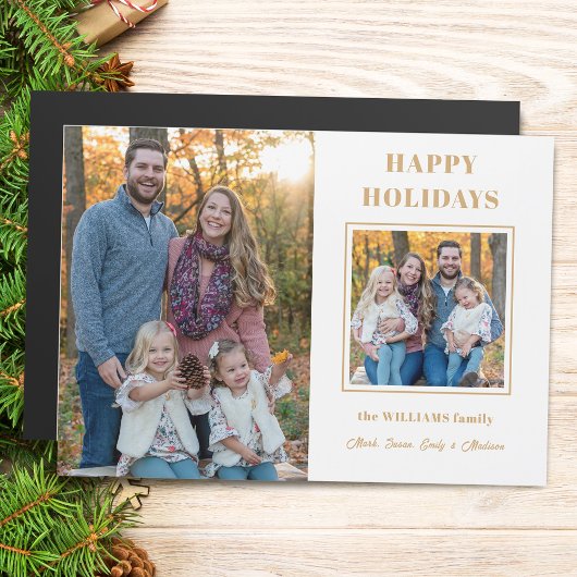 金ゴールドモダンハッピーホリデーズツーフォト