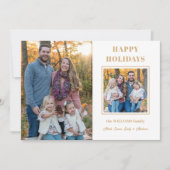 金ゴールドモダンハッピーホリデーズツーフォト シーズンカード (正面)