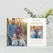 金ゴールドモダンハッピーホリデーズツーフォト シーズンカード (スタンド正面)
