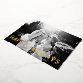 金ゴールドモダンハッピーホリデーズフォトクリスマス 箔シーズンカード (回転した状態)