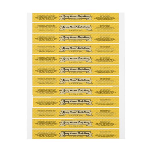 金ゴールドモダンハニカムおよびリボン ラップアラウンドラベル (シート)