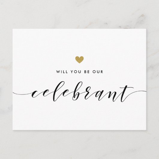 金ゴールドモダンハートが私たちのお祝い インビテーションポストカード (正面)