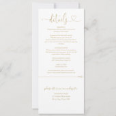 金ゴールドモダンハートのスクリプトを一つ一つ結婚で書く 招待状 (裏面)