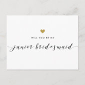 金ゴールドモダンハートは私のジュニアの花嫁のメイドである インビテーションポストカード (正面)